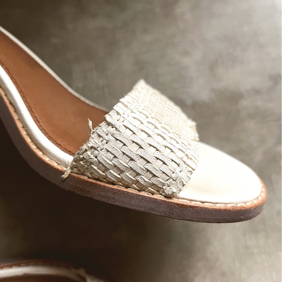 Frye Bianca Woven Back Zip Heeled Sandal Ivory Off White Size 9.5 - Picture 7 of 14